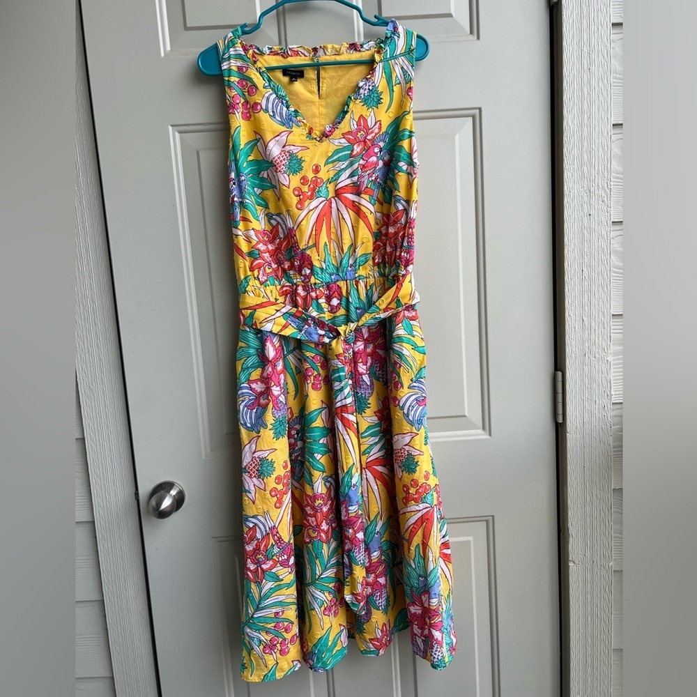 Talbots Sleeveless  Floral Dress – Size 8 – 100% Cotton vacation summer bright - Picture 2 of 10